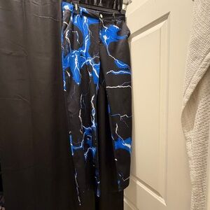 Men's Black and Blue Patterned Pants